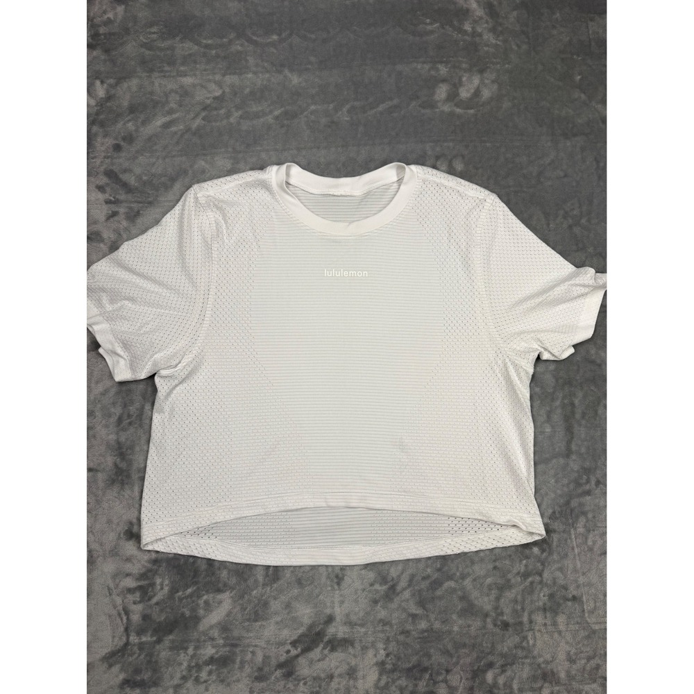 Lululemon Swiftly High-Low Cropped Short-Sleeve Shirt White Performance Top